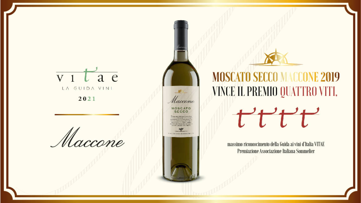 MOSCATO SECCO MACCONE 2019 vince il premio QUATTRO VITI