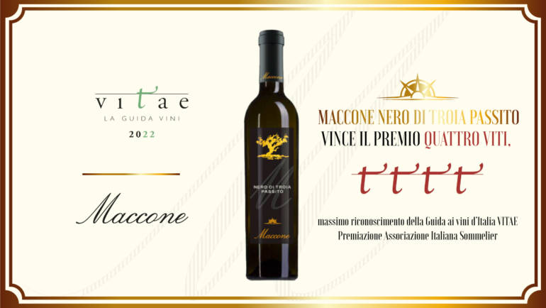 Maccone Nero di Troia Passito vince il premio Quattro Viti 2021